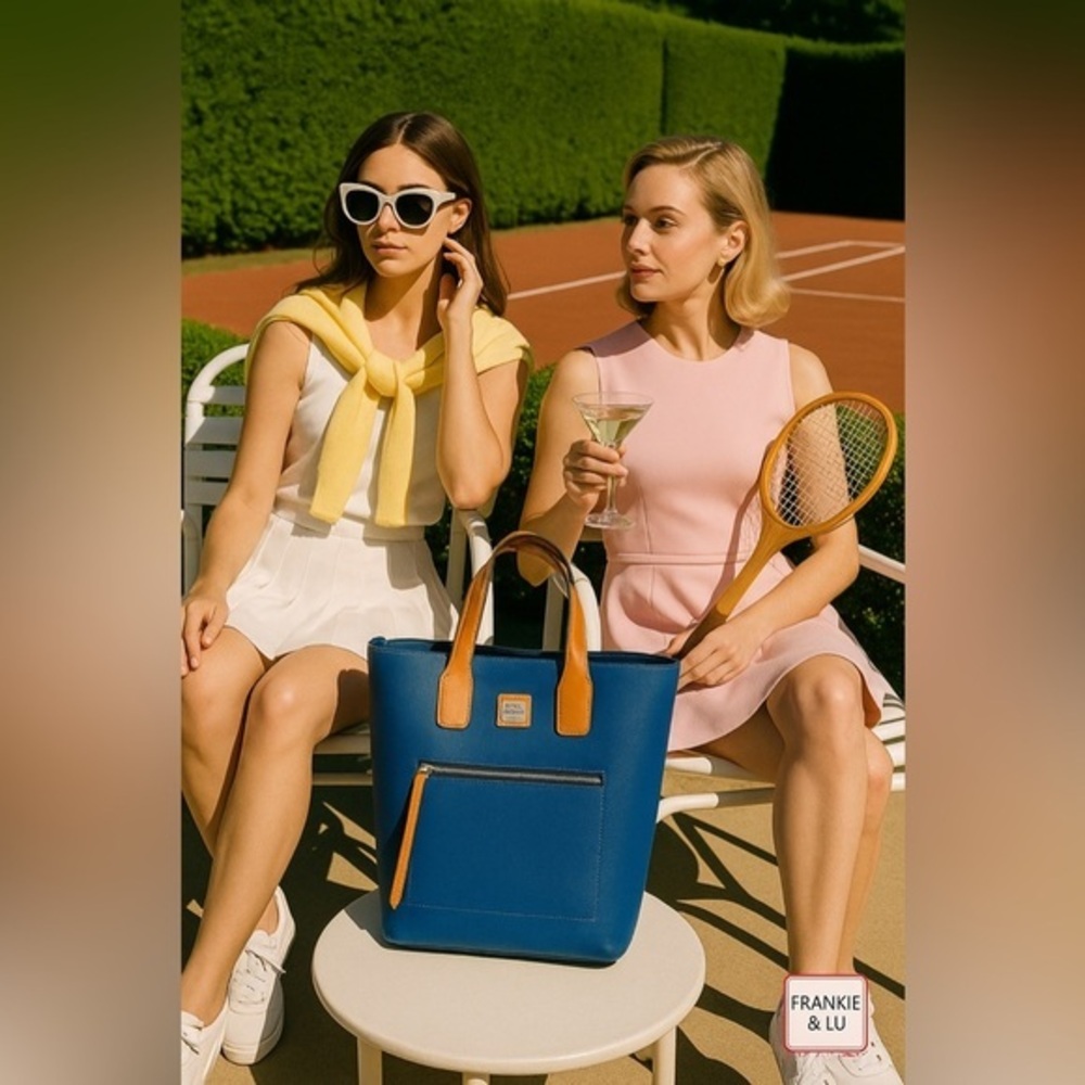 Dooney & Bourke Darla Marina Blue Leather Shopping Tote NWT